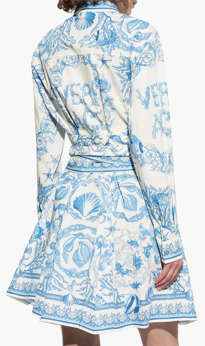 DRESS UNDERWATER BAROCCO BICOLOUR FOULARD ON COTTON POPLIN