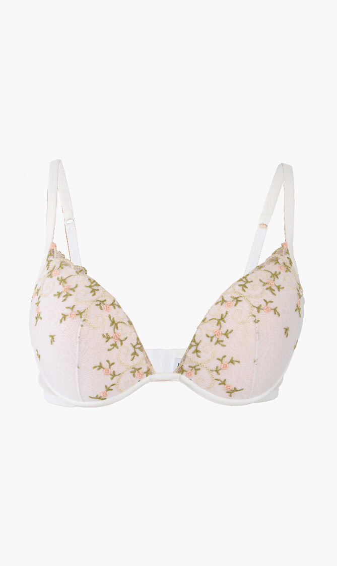 Floral Embroidery Underwire Bra