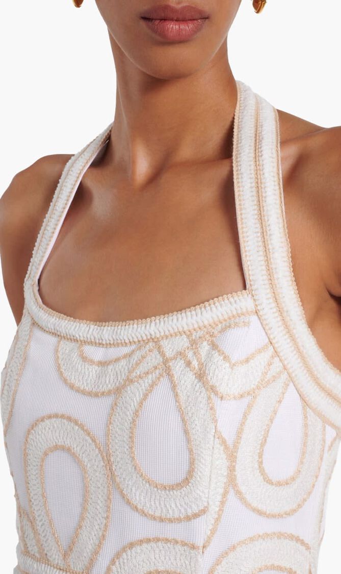 Irena Embroidered Halterneck Midi Dress