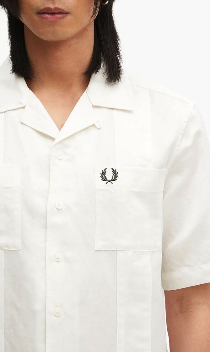 LINEN BLEND REVERE COLLAR SHIR