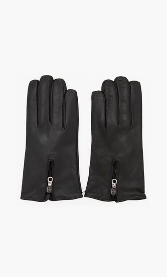Calf Leather Zipped Gloves
