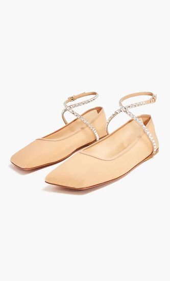 Ane Mesh Crystal Ballet Flats