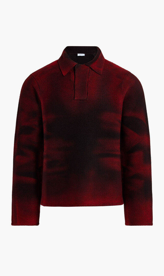 DENIM PRINT LONG SLEEVES POLO-NECK
