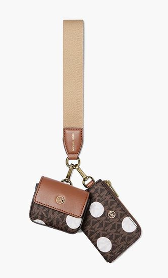 Jet Set Polka Dot Signature Logo Dual Pouch Wristlet
