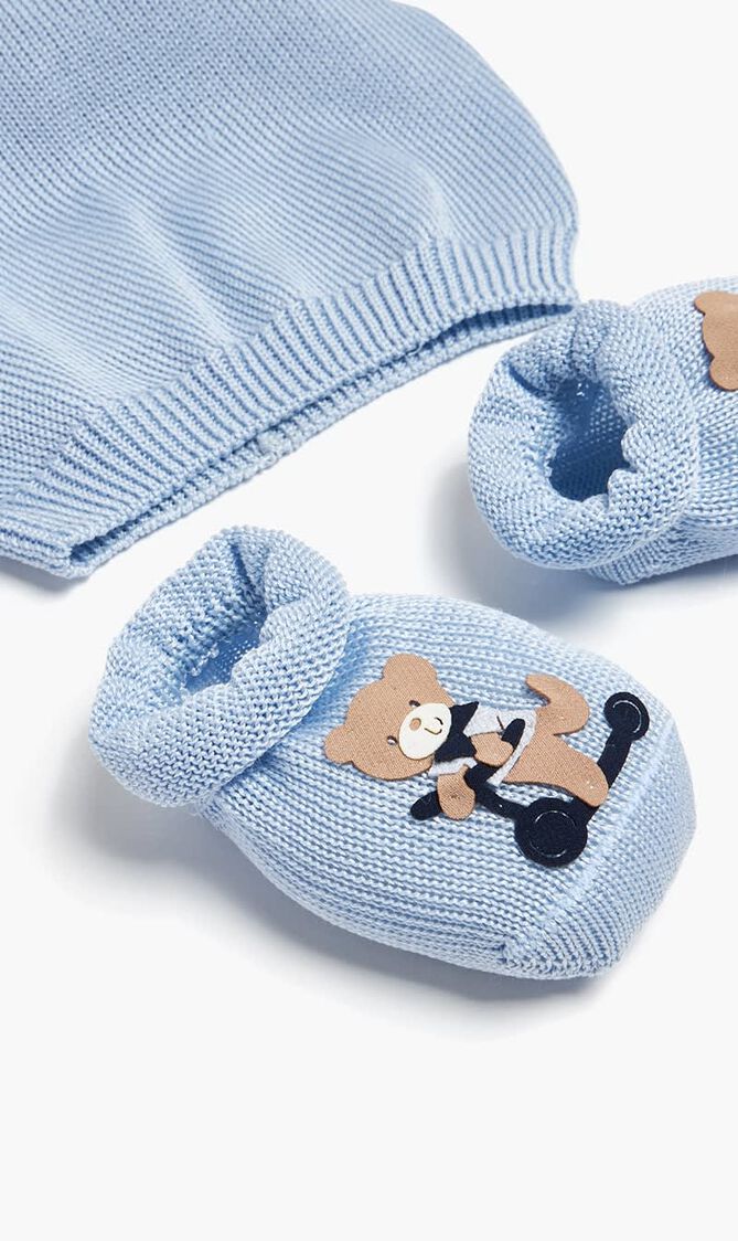 Scooter Bear Hat and Booties Set