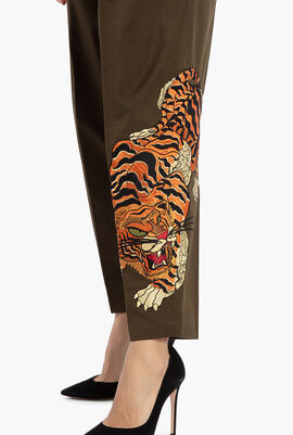 Tiger Embroidered Fight Fit Pants