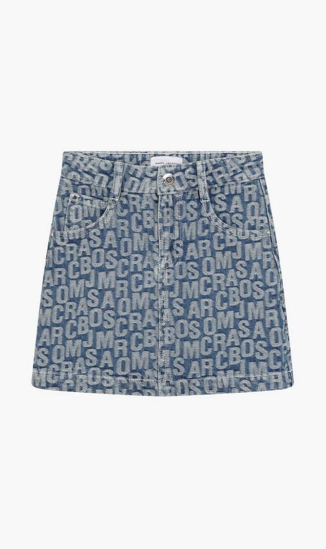 Logo Jacquard Denim Skirt