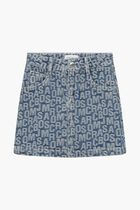 Logo Jacquard Denim Skirt