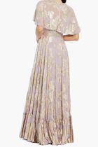 Floral High Neck Cape Sleeve A Line Gown