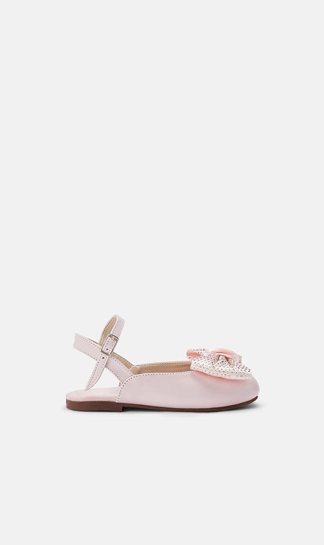 STRASSED EMBELLISED SATIN BOW DECORATED SLING BACK FLATS