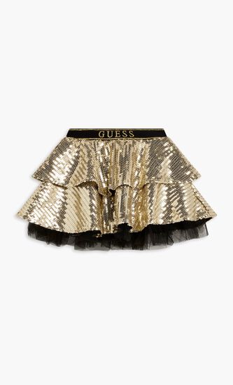 Sequins Midi Skirt With Knit Backing