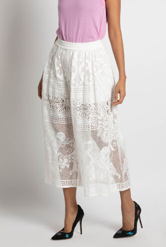 Laced wide leg Cropped Trousers