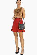 Court Line Contrast Piping Crossbody Bag
