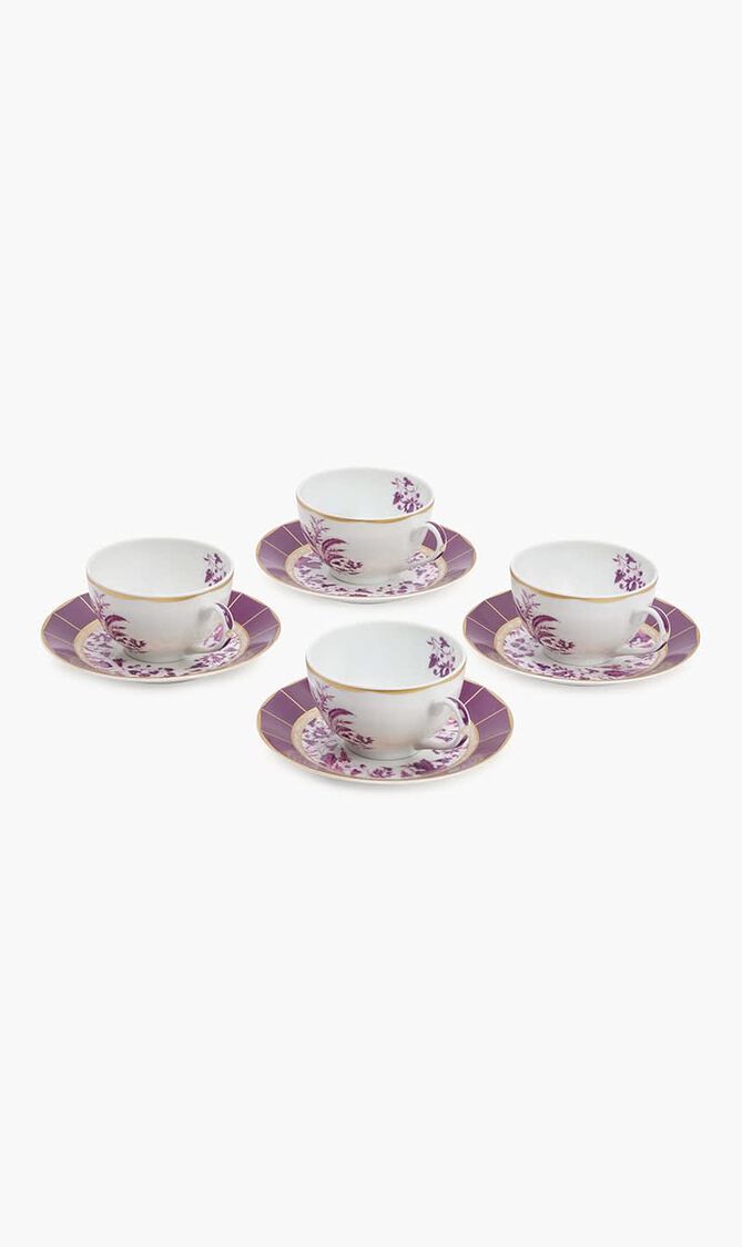 Tea Cup & Saucer Pink Set Of 4