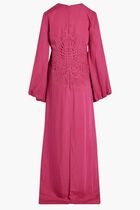 LINEN COLUMN GOWN WITH BRODERIE ANGLAISE DETAIL