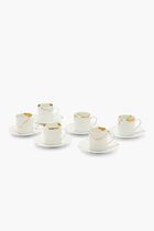 Kintsugi Coffee Cup & Saucer White Set Of 6