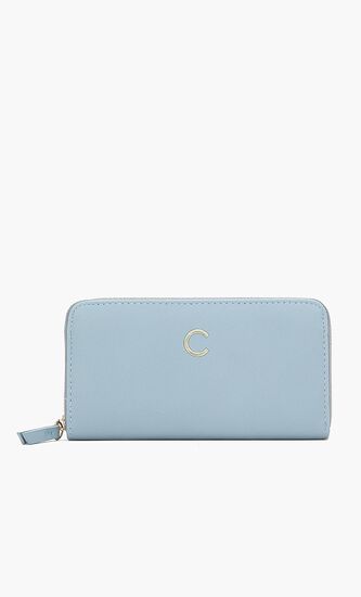 Metal Logo Zipper Wallet
