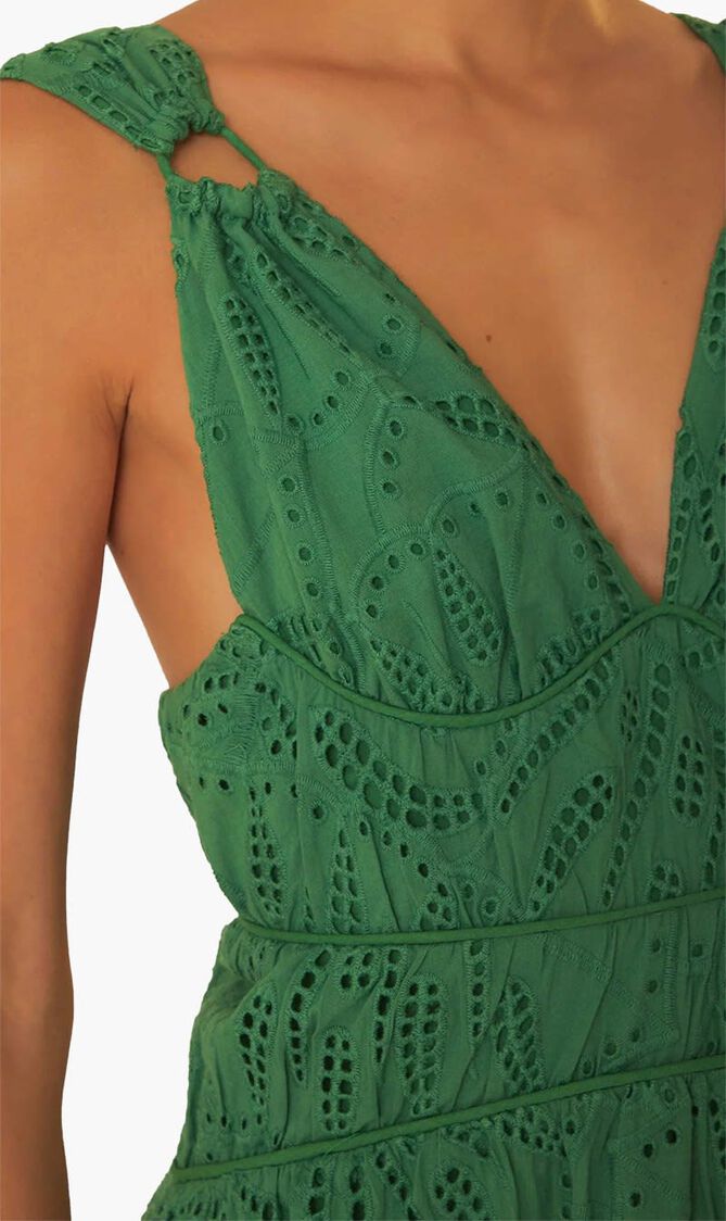 Monstera Corset Tiered Maxi Dress