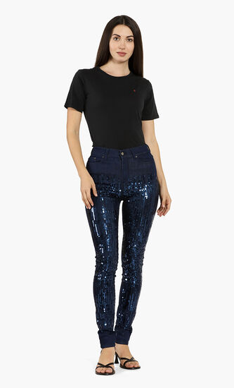 Sequined Stretch Jeans