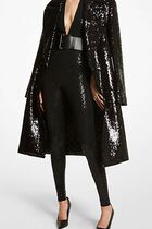 Sequin-Embroidered Wool Chesterfield Coat