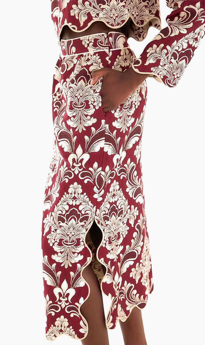BICOLOR JACQUARD WAVES MIDI SKIRT