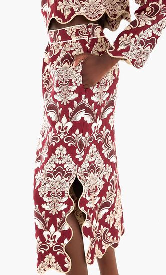BICOLOR JACQUARD WAVES MIDI SKIRT