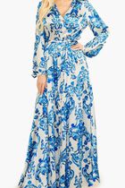 Long Patterned Silk Shirt Dress