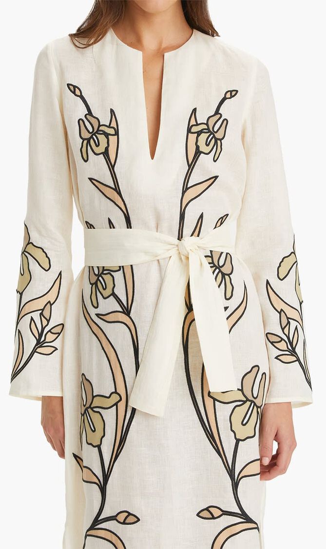 APPLIQUE LINEN CAFTAN