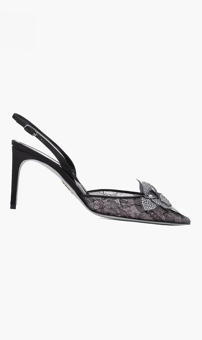 Black Lace-Satin/Crystal Strass
