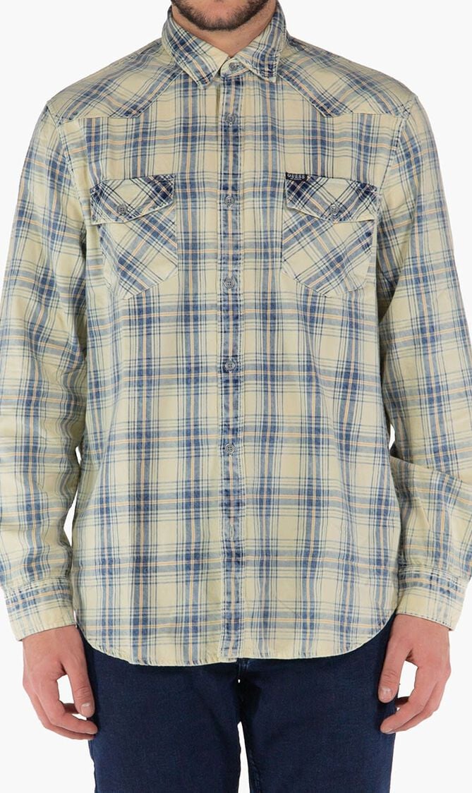 LS COLLIN CHECK INDIGO SHIRT