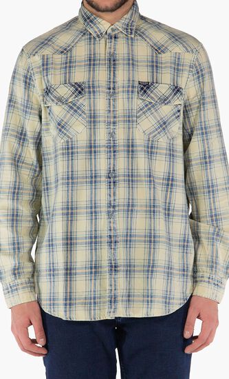 LS COLLIN CHECK INDIGO SHIRT