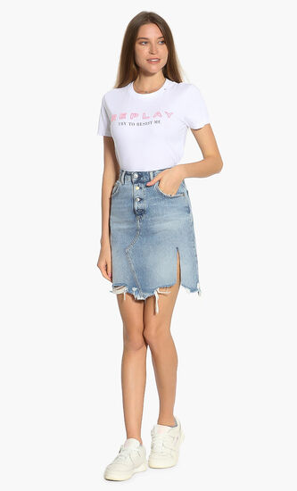 Rose Label Denim Skirt