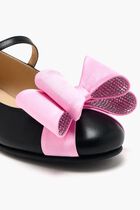 LE CADEAU BLACK AND PINK SATIN MINI BALLERINA