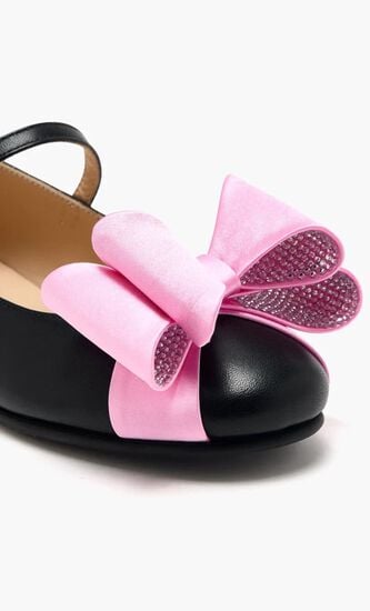 LE CADEAU BLACK AND PINK SATIN MINI BALLERINA