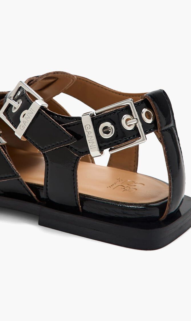 FEMININE BUCKLE FLAT STRAP SANDAL NAPLACK