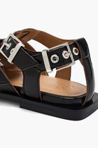 FEMININE BUCKLE FLAT STRAP SANDAL NAPLACK