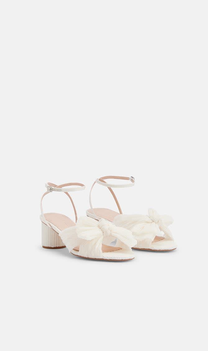 DAHLIA 50MM PLEATED KNOT SANDAL WITH ANKLE STRAP