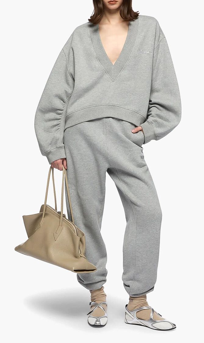 PENNY' LONG PANTS MELANGE GAUZED FLEECE LIGHT GREY MELANGE