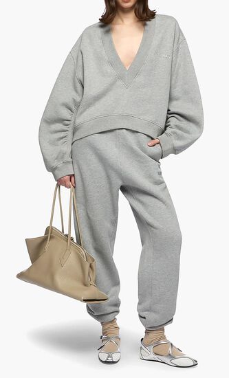 PENNY' LONG PANTS MELANGE GAUZED FLEECE LIGHT GREY MELANGE
