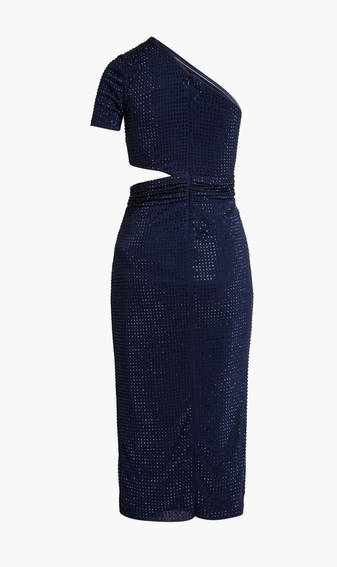 NAVY HOT FIX MIDI DRESS