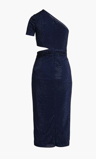 NAVY HOT FIX MIDI DRESS
