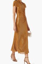 Rhinestone Draped Midi Dress