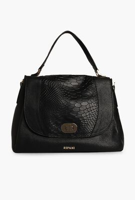 Embossed Leather Large Top Handle Bag