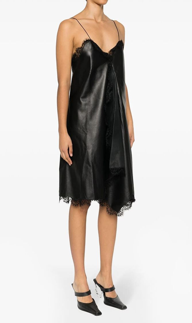 LACE NAPPA SLIP DRESS BLACK NO COLOR