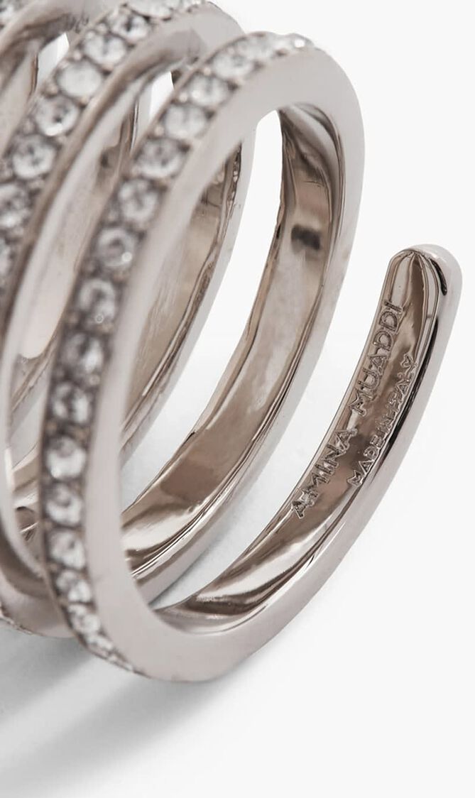 VITTORIA RING WHITE CRYSTALS & SILVER BASE