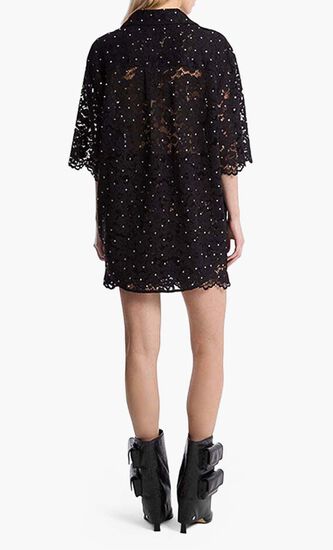 Studded Corded Floral Lace Shirt
