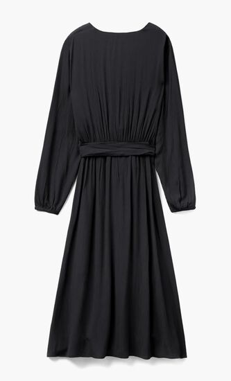 V Neck Midi Dress with Belt