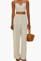 OFF WHITE HIGH WAISTED WAVY BUTTONING PANTS