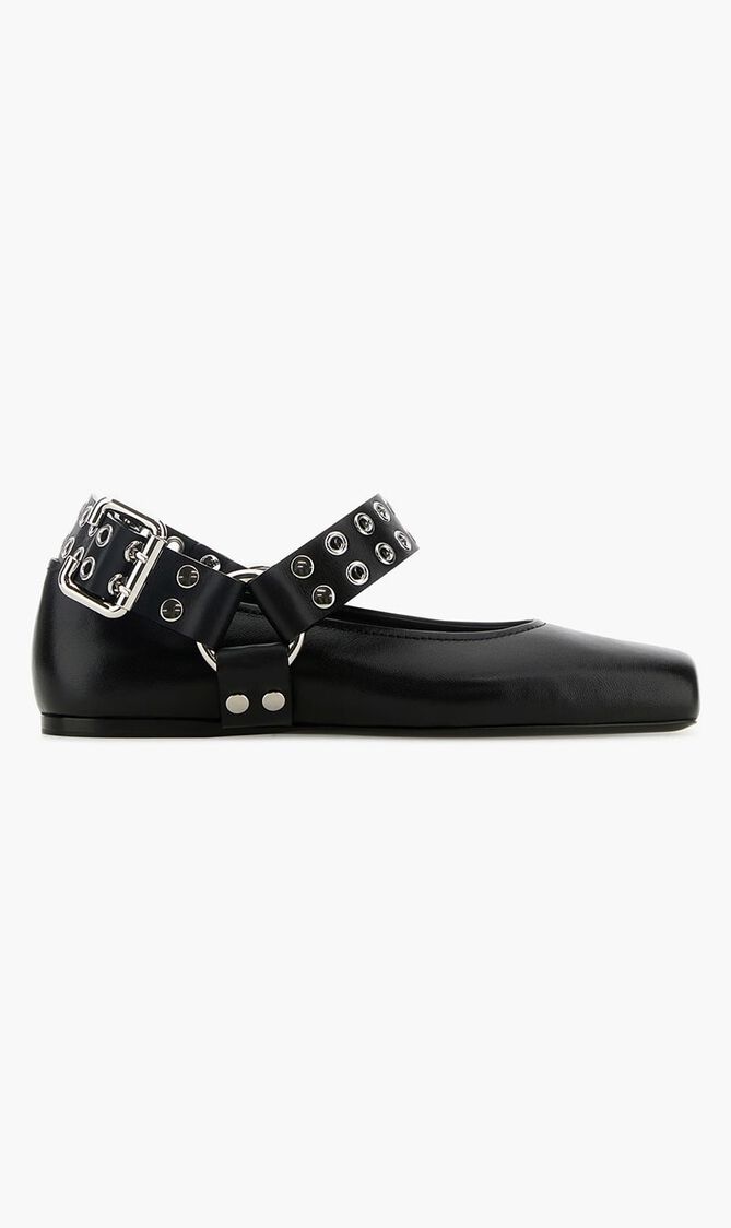 Leather Flat Biker Ballerinas