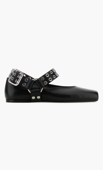Leather Flat Biker Ballerinas